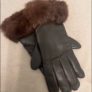 RABBIT FURCUFF LEATHER GLOVES